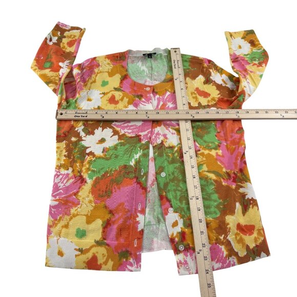 Talbots Womens Floral Button-Front Cardigan M Pima Cotton - Picture 4 of 5